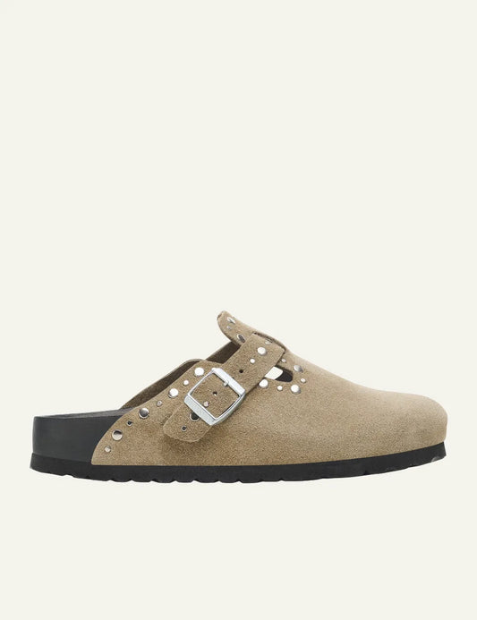 BIRKENSTOCK LEATHER BOSTON RIVET LEVE TAUPE