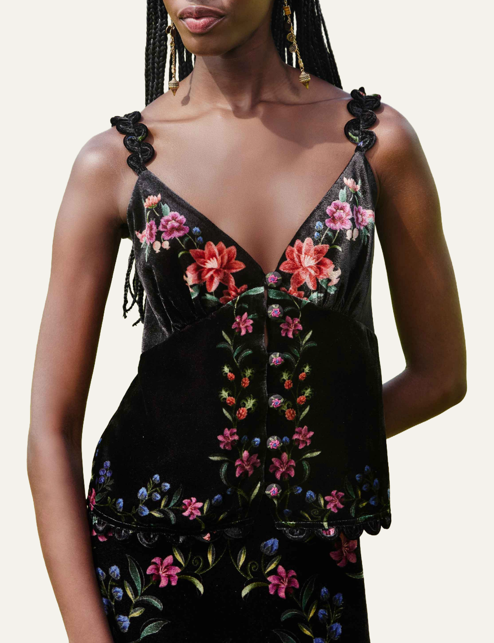 FARM RIO BELLE GARDEN BLACK SCALLOPS