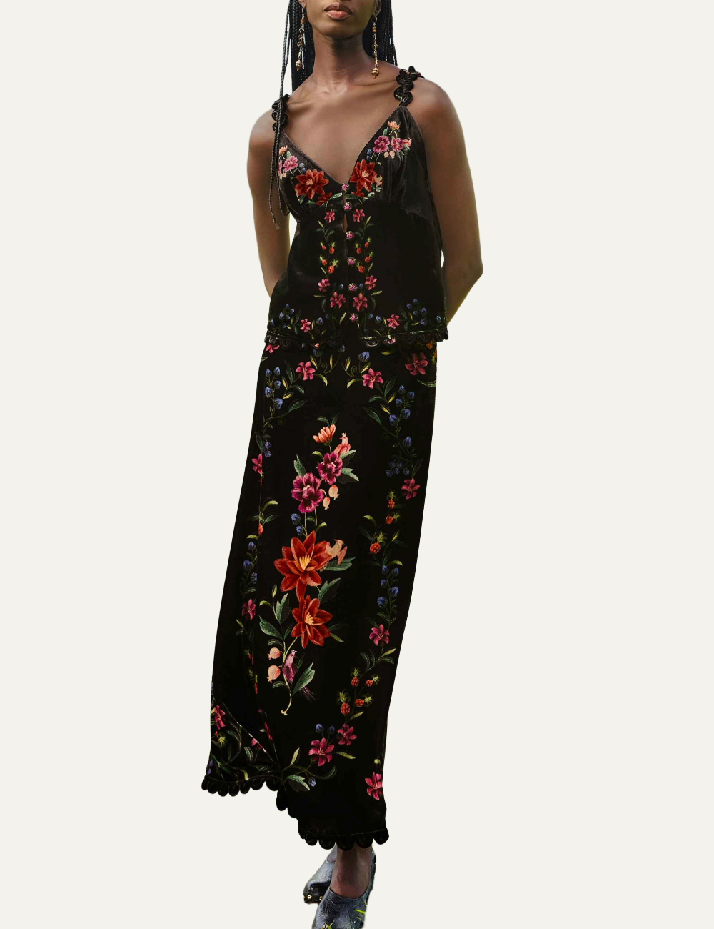 FARM RIO BELLE GARDEN BLACK SCALLOPS