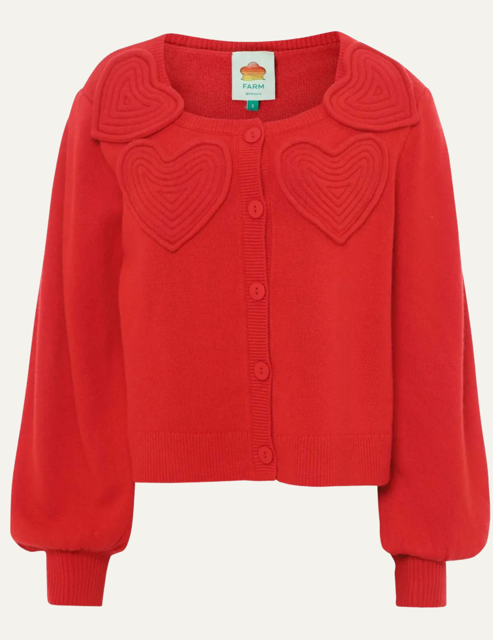 FARM RIO RED HEARTFUL KNIT CARDIGAN