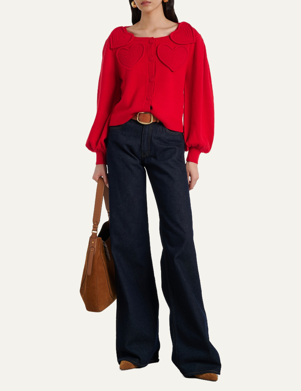 FARM RIO RED HEARTFUL KNIT CARDIGAN