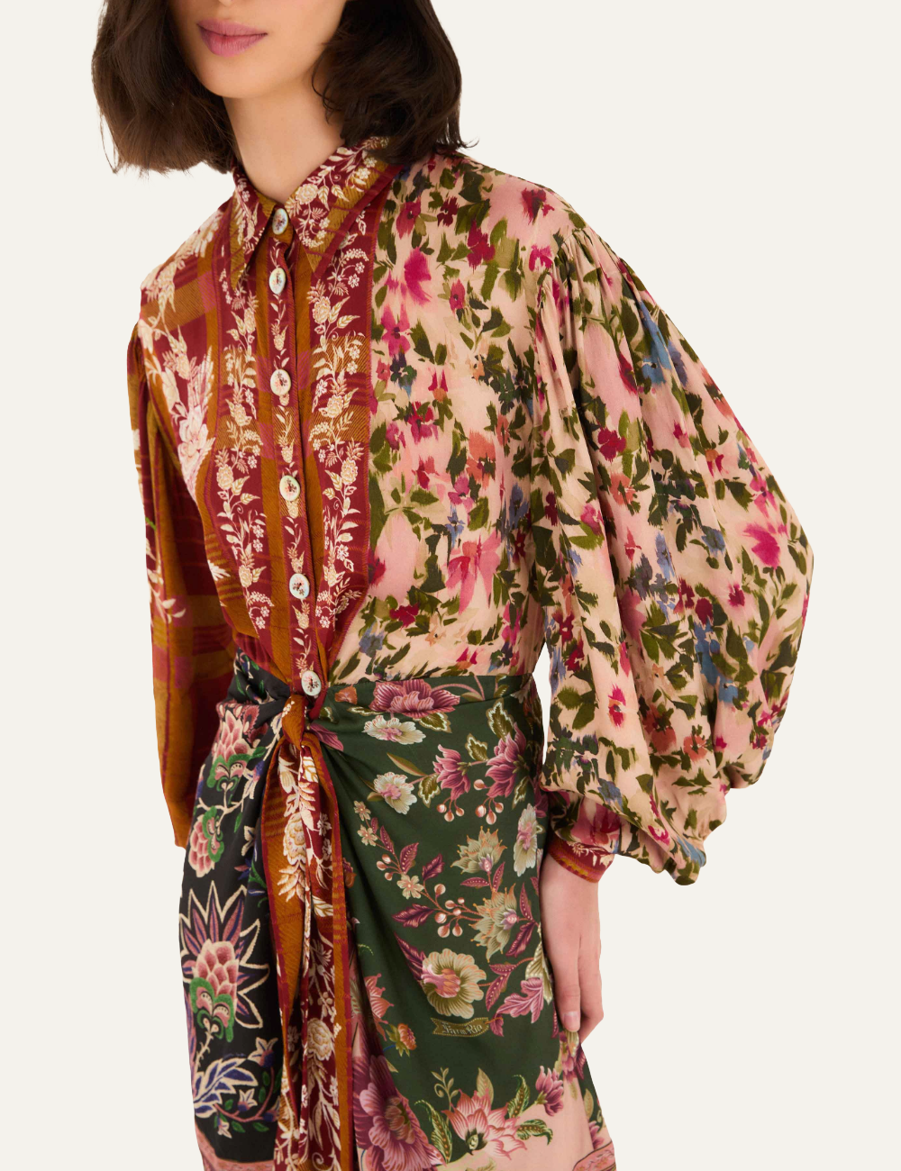 FARM RIO WINTER GARDEN MIX MINI DRESS