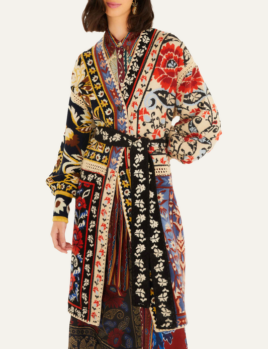 FARM RIO FLOWER PRINT PATCHWORK KNIT