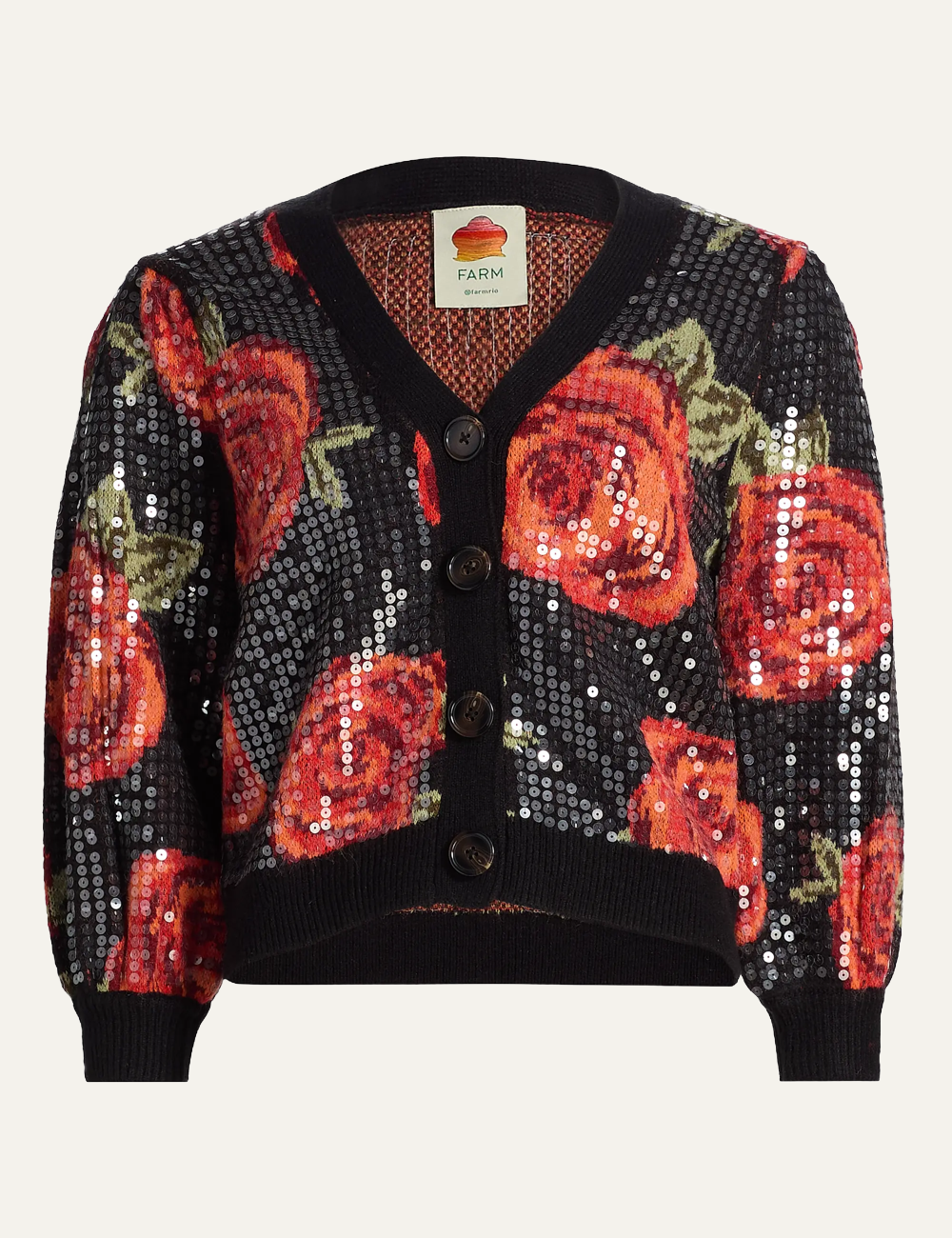 FARM RIO LATIN ROSES SEQUIN KNIT
