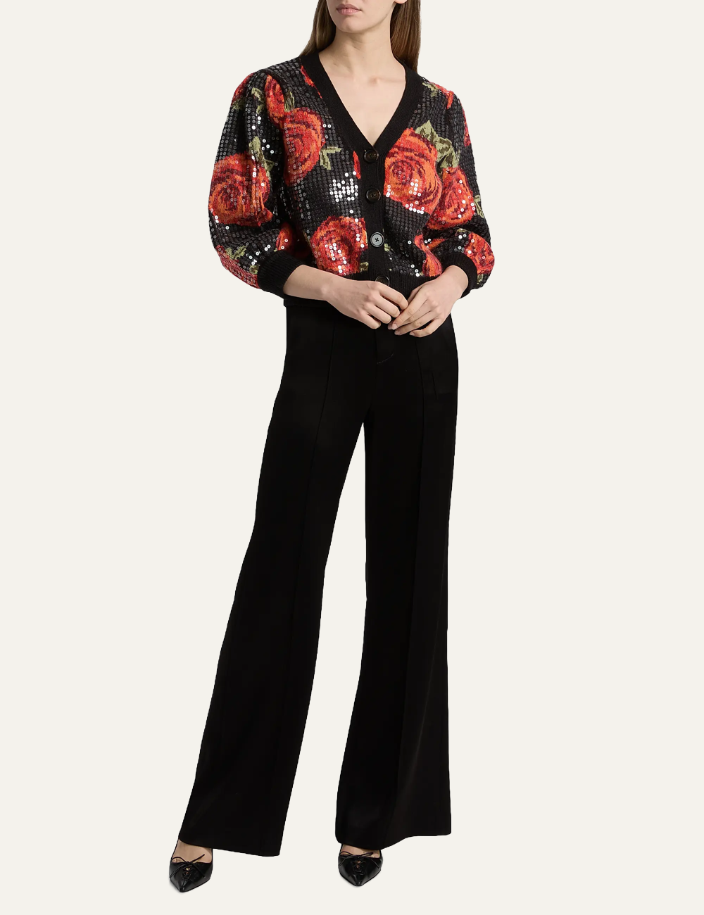 FARM RIO LATIN ROSES SEQUIN KNIT