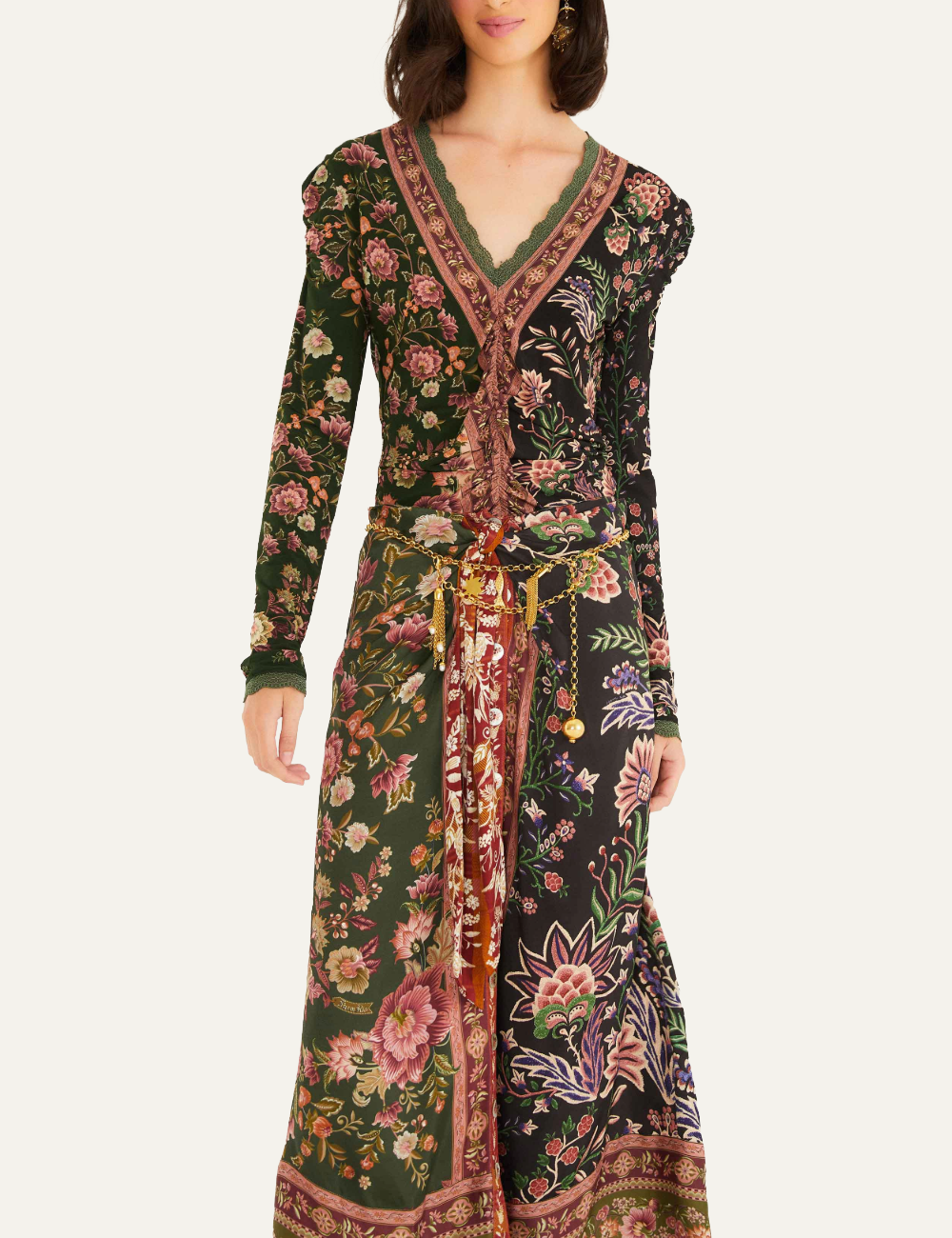 FARM RIO WINTER GARDEN MIX MIDI SKIRT