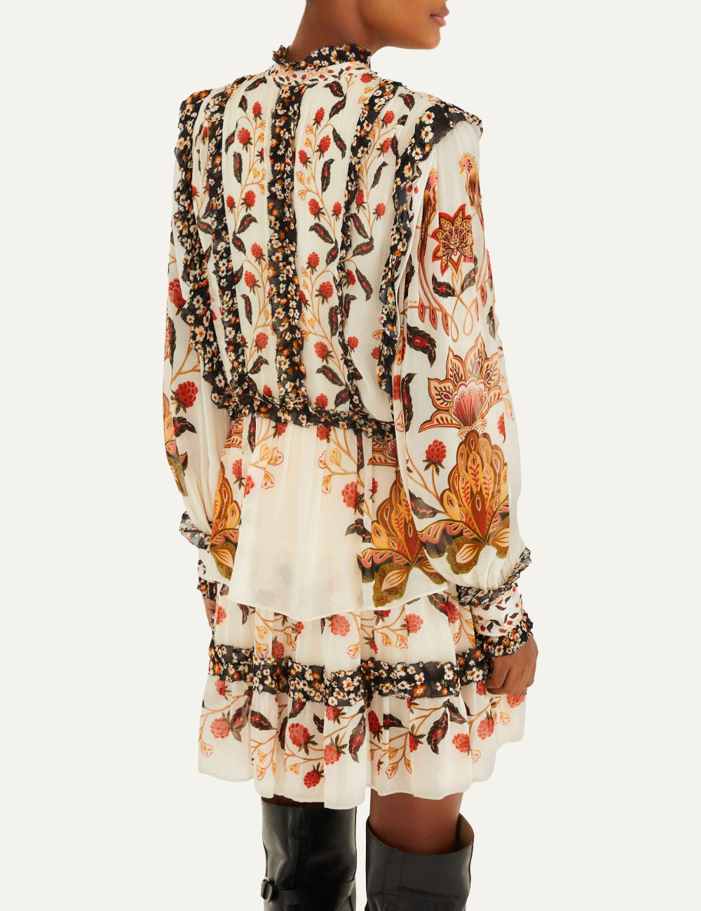 FARM RIO BERRY GARDEN CREAM MINI DRESS