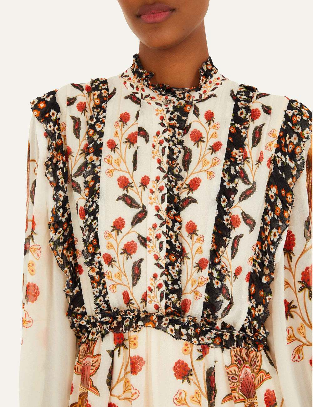 FARM RIO BERRY GARDEN CREAM MINI DRESS