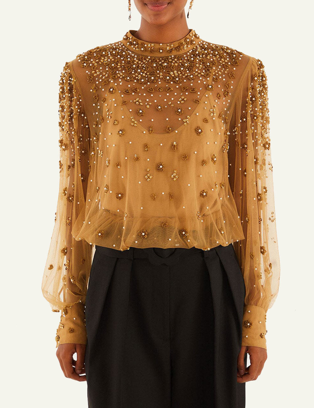 FARM RIO EMBROIDERED TULLE BUBBLE