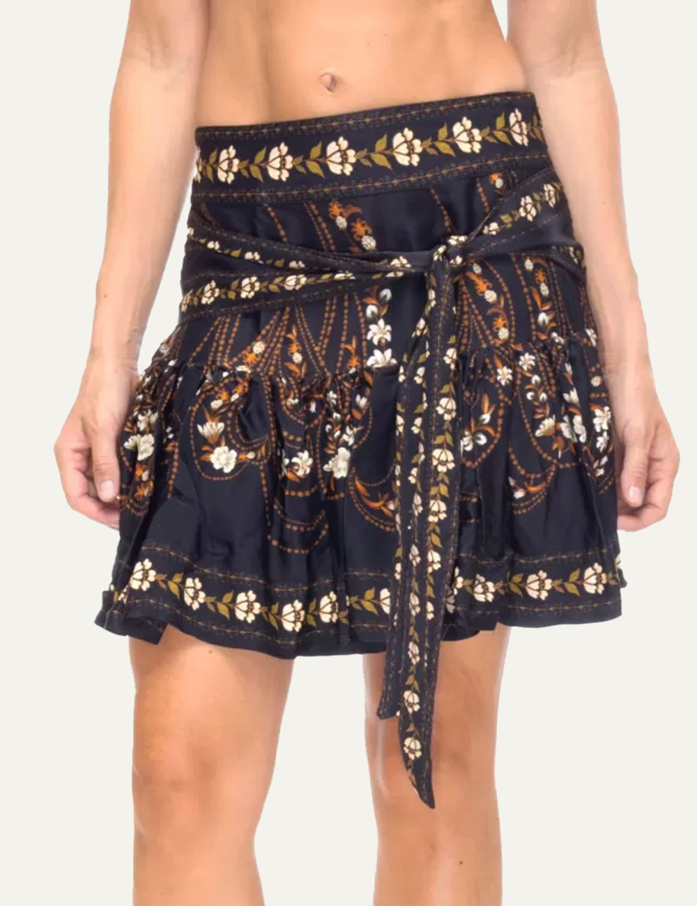 FARM RIO GARDEN SILHOUETTE BLACK MINI SKIRT