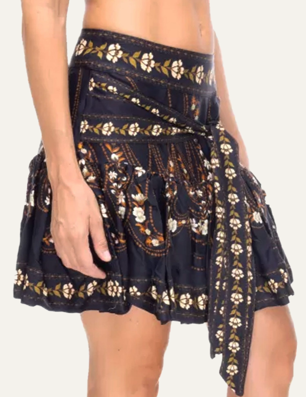 FARM RIO GARDEN SILHOUETTE BLACK MINI SKIRT