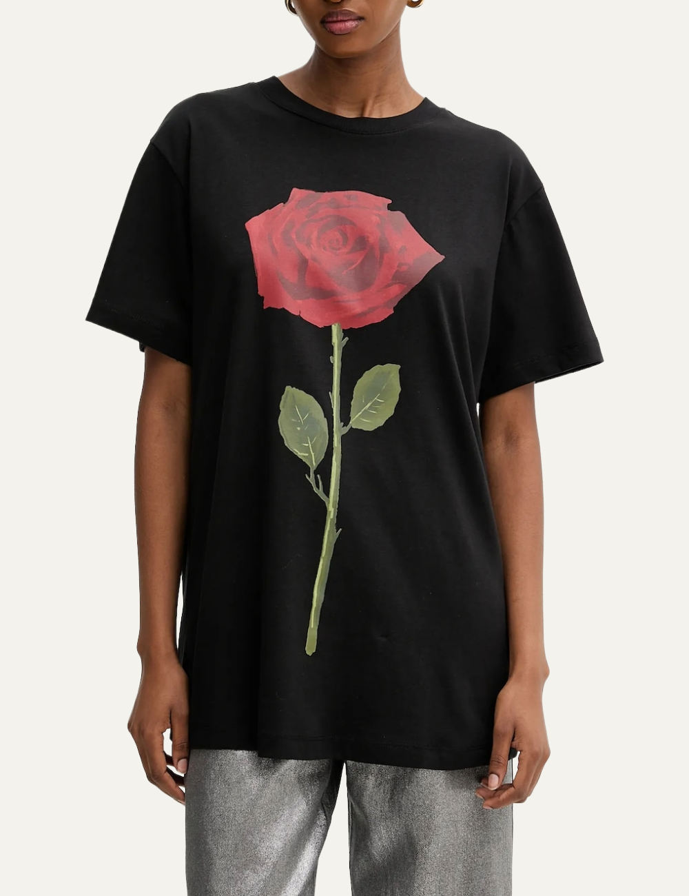 FARM RIO FEMINIST BLACK RELAXED T-SHIRT