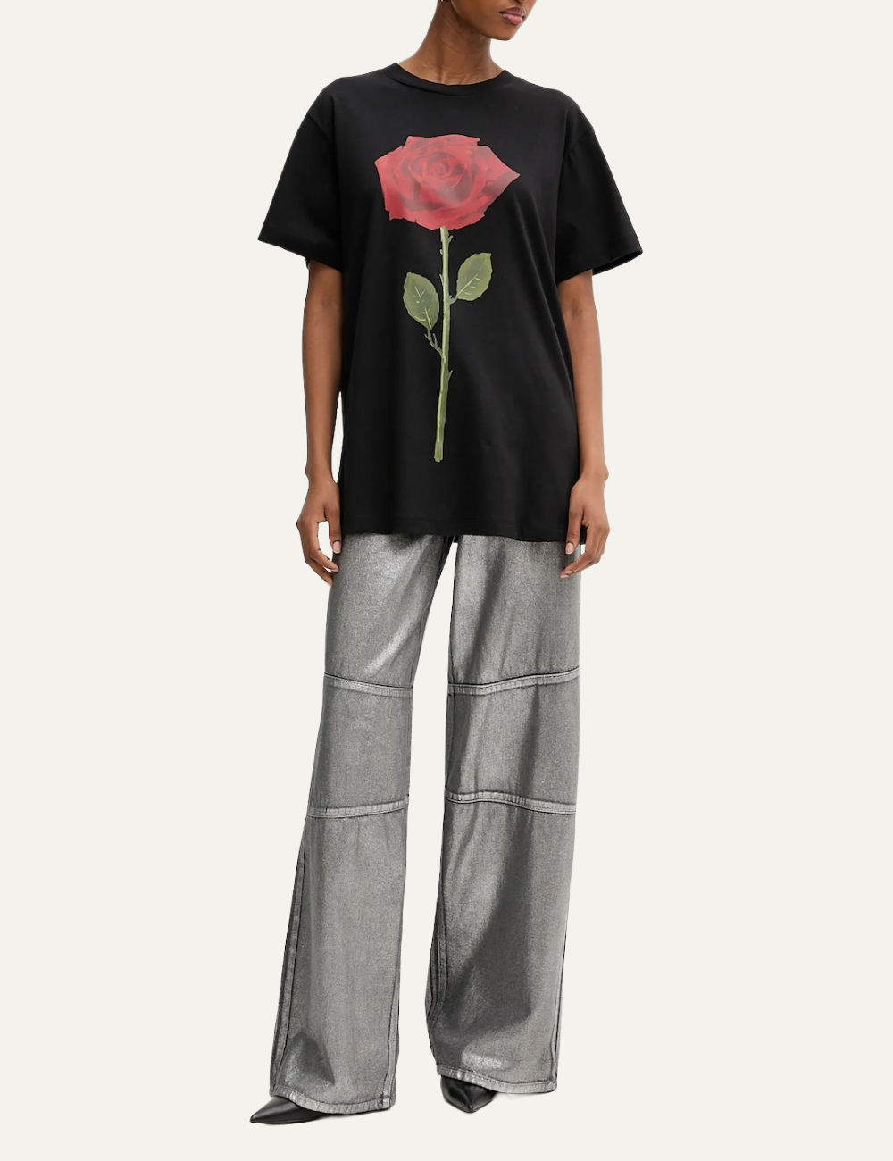 FARM RIO FEMINIST BLACK RELAXED T-SHIRT