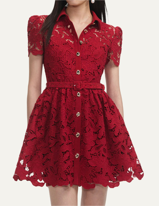 SELF-PORTRAIT COLLARED MINI DRESS