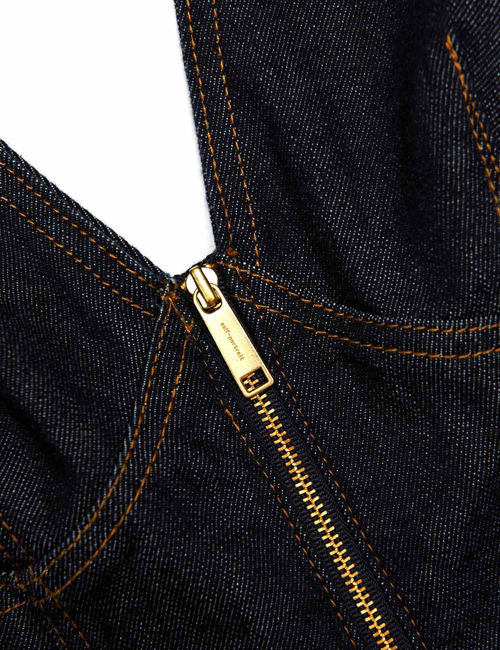 SELF-PORTRAIT DENIM MIDI DRESS