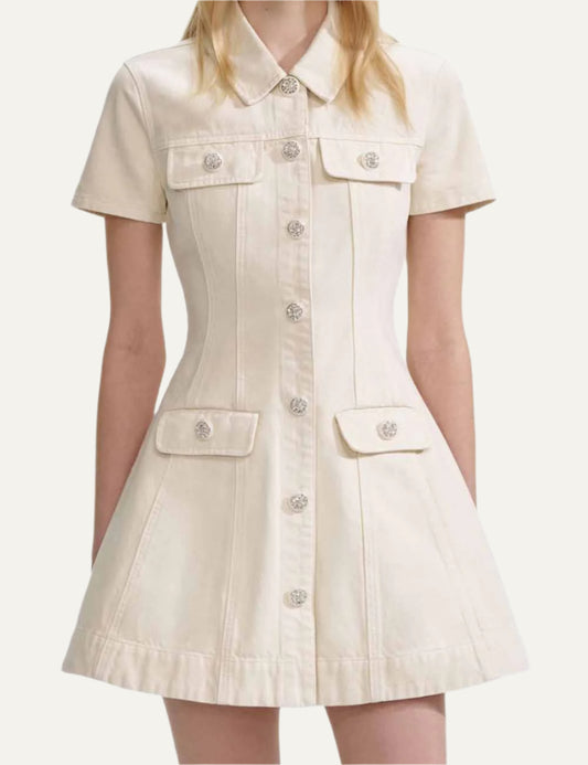 SELF-PORTRAIT DENIM MINI DRESS