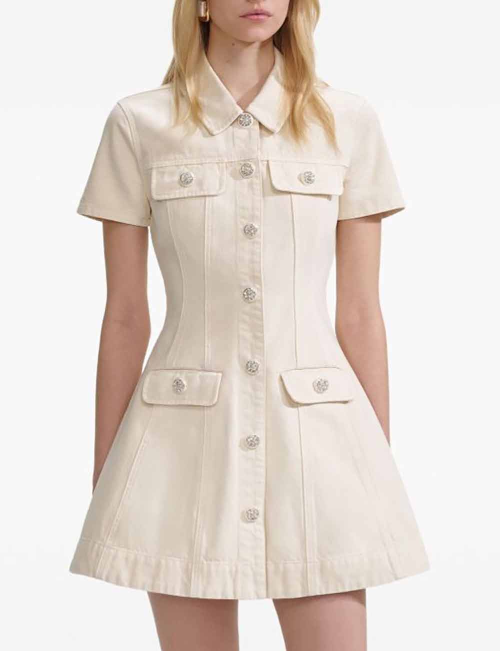 SELF-PORTRAIT DENIM MINI DRESS