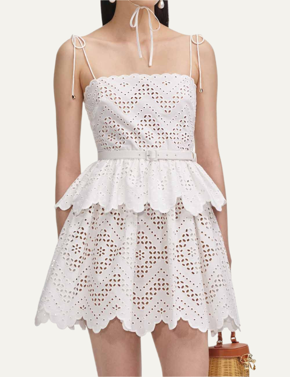 SELF-PORTRAIT BRODERIE MINI DRESS