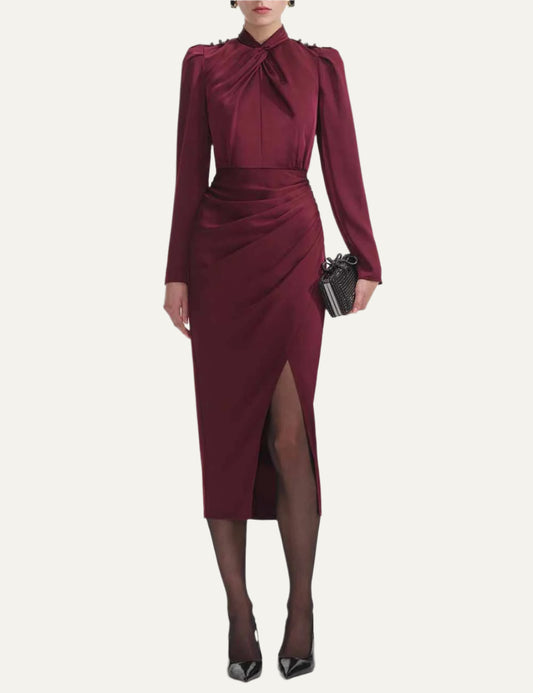 SELF-PORTRAIT SATIN MIDI DRESS
