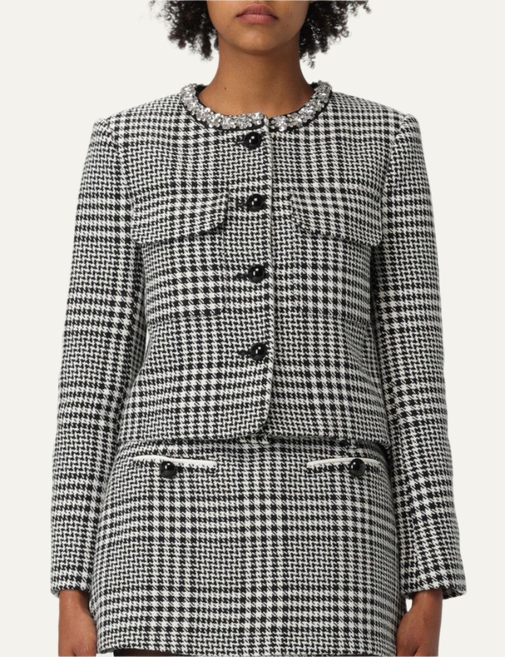 SELF-PORTRAIT CRYSTAL TRIM JACKET