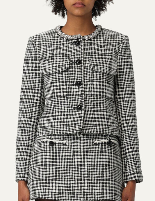 SELF-PORTRAIT CRYSTAL TRIM JACKET