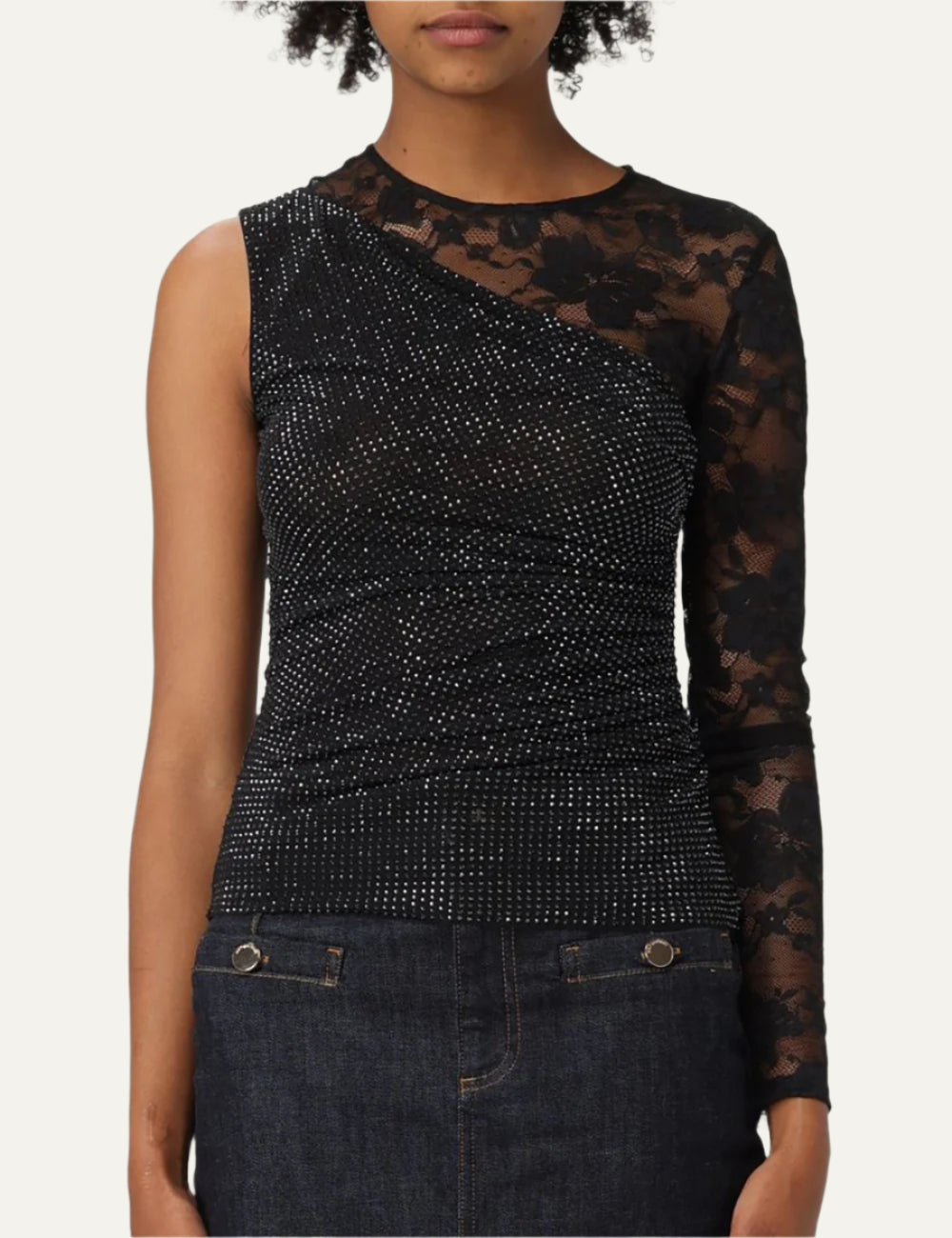 SELF-PORTRAIT LACE SLEEVE TOP