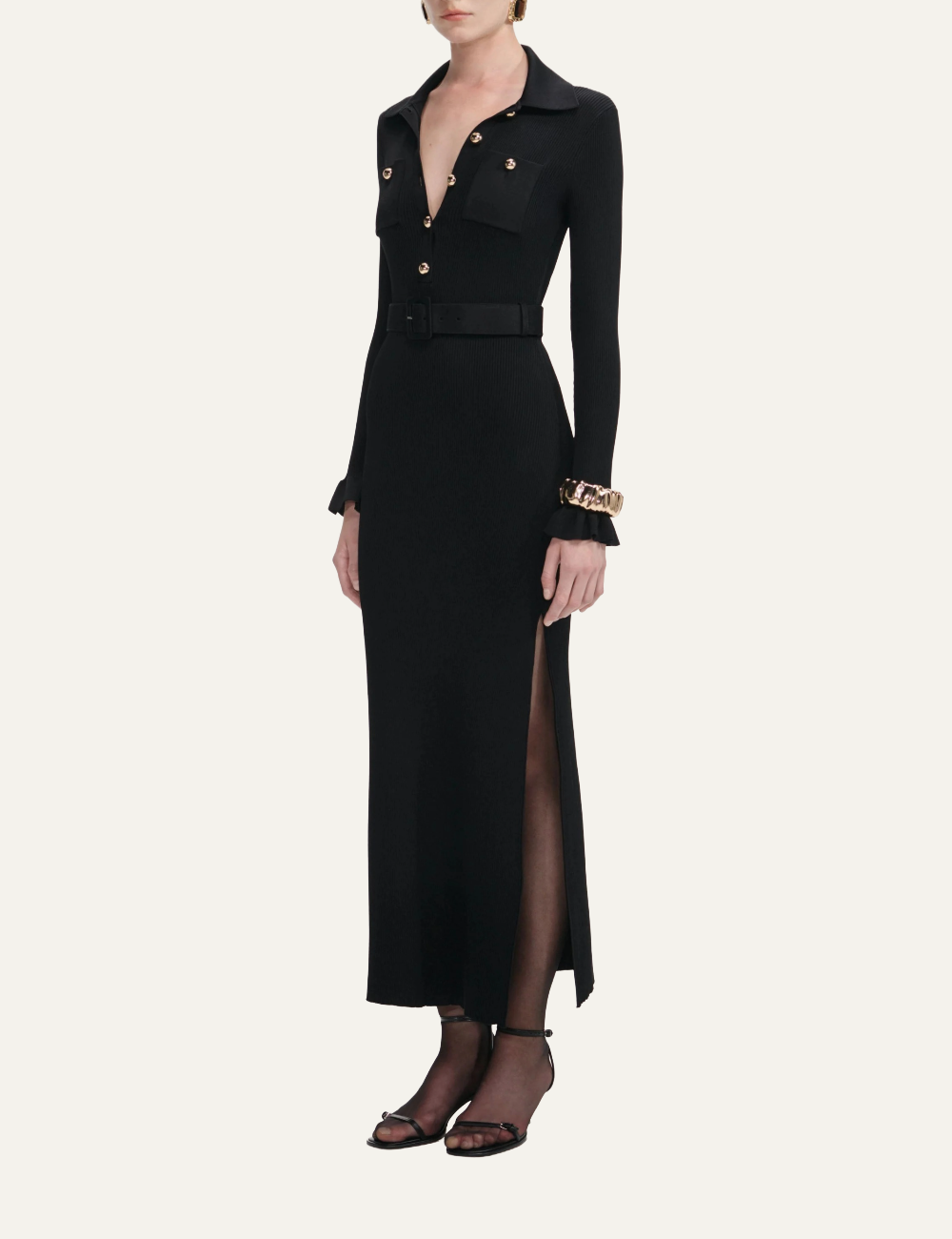 SELF-PORTRAIT RIBBED KNIT MAXI DRESS