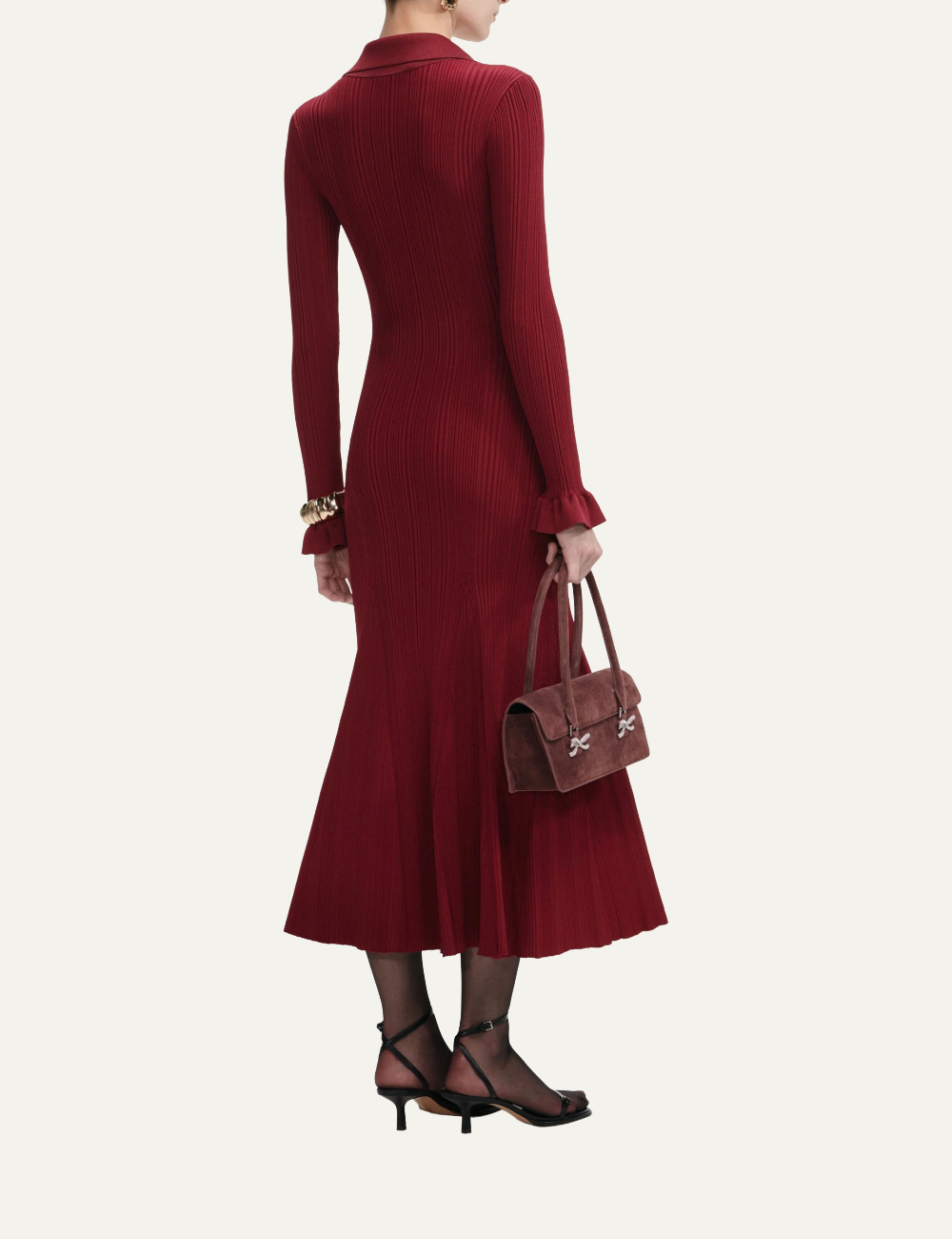 SELF-PORTRAIT RIBBED KNIT MIDI DRESS