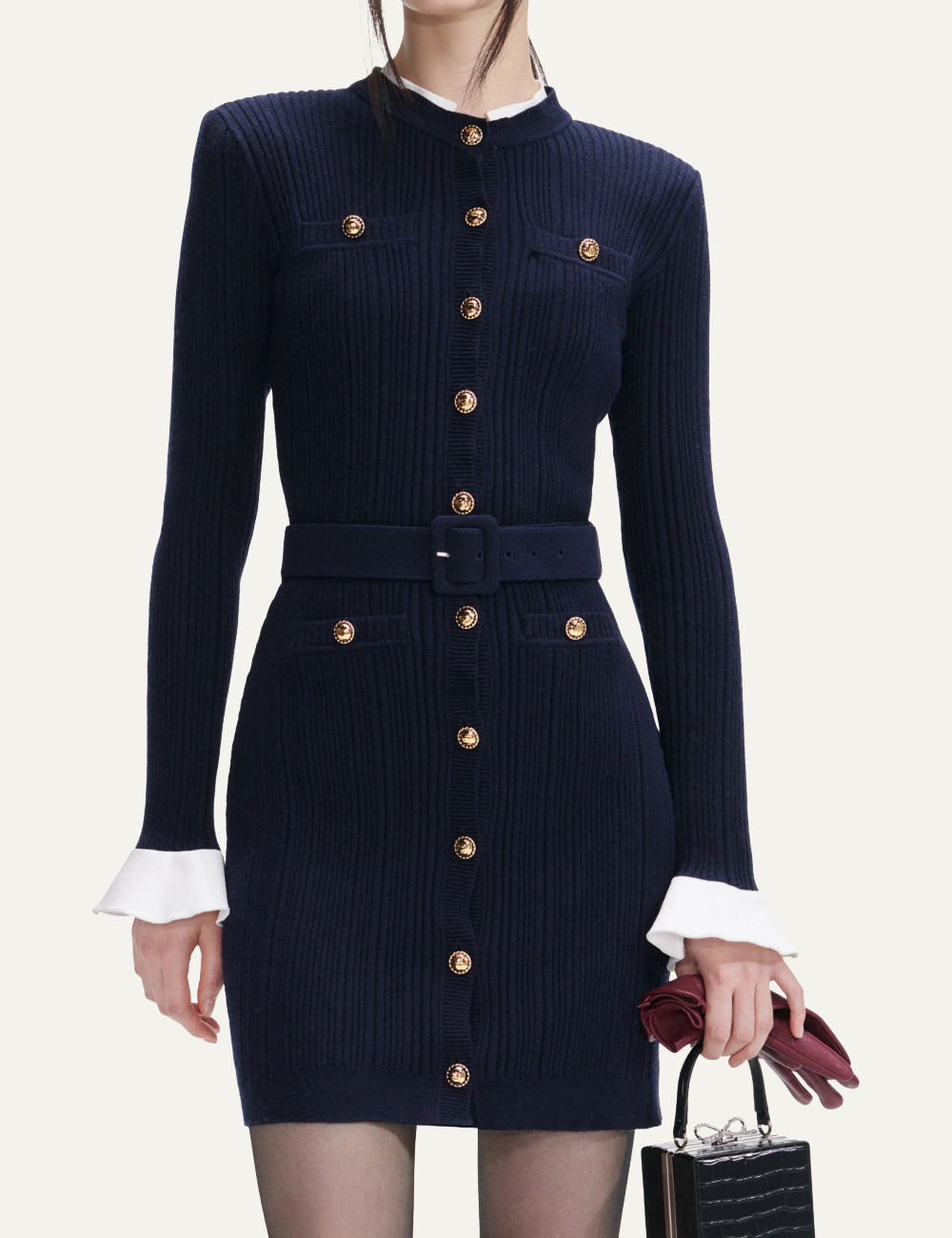 SELF-PORTRAIT KNIT MINI DRESS