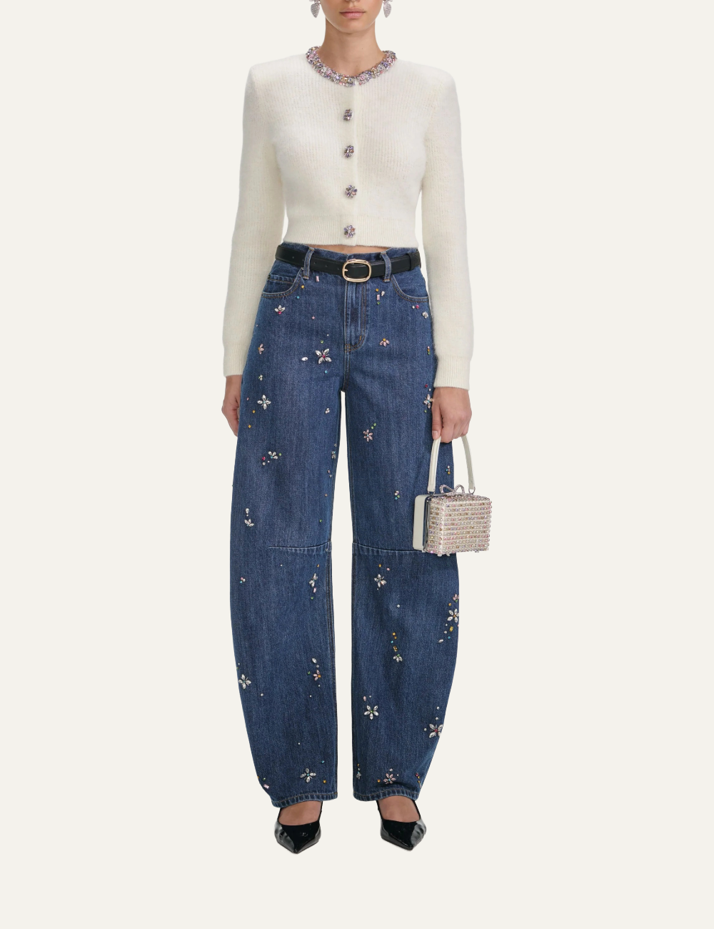 SELF-PORTRAIT EMBELLISHED TRIM CARDIGAN