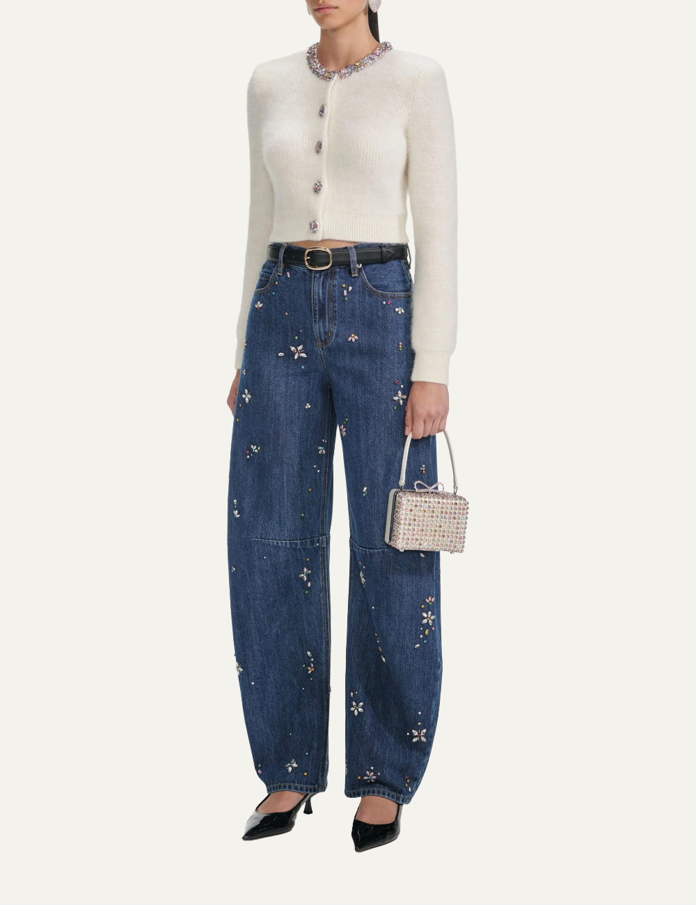 SELF-PORTRAIT EMBELLISHED TRIM CARDIGAN