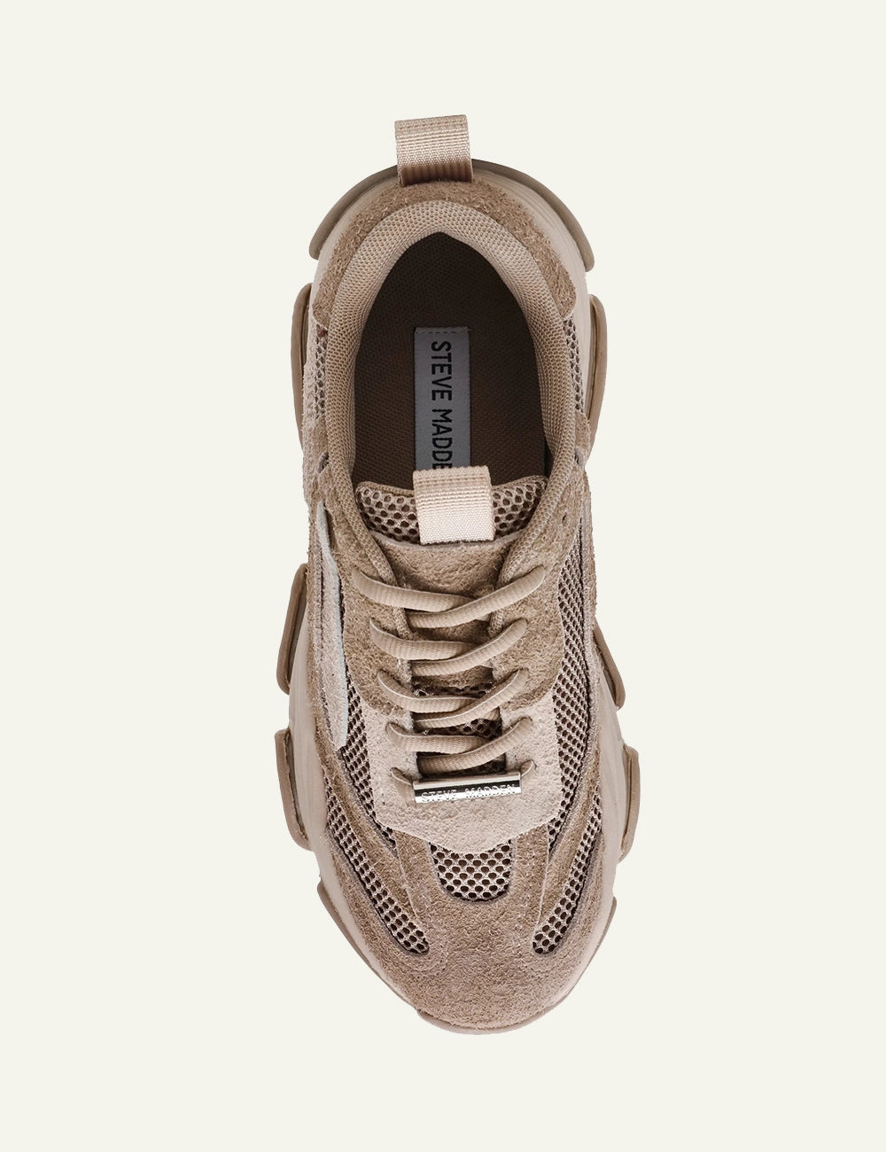 STEVE MADDEN  POSSESSION SNEAKERS IN TAUPE SUEDE
