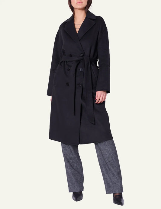 SILVIAN HEACH LONG COAT SAOANE BLACK