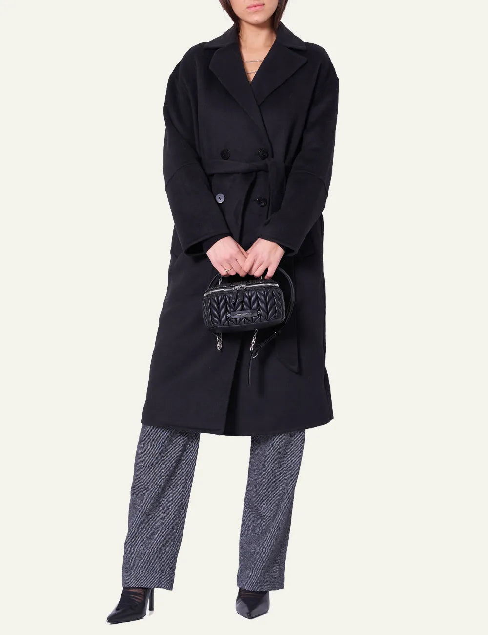 SILVIAN HEACH LONG COAT SAOANE BLACK