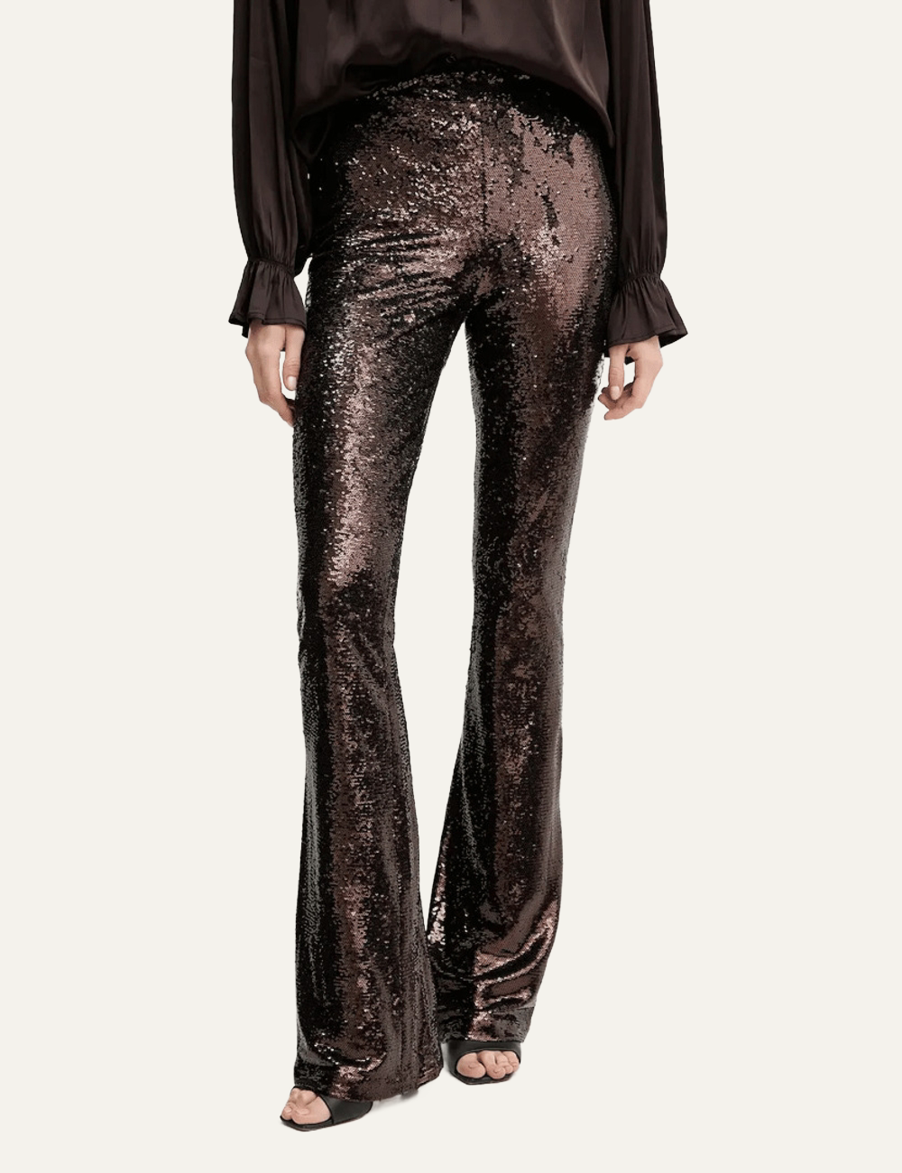 SILVIAN HEACH PANTS SHINY COFFEE GROUND