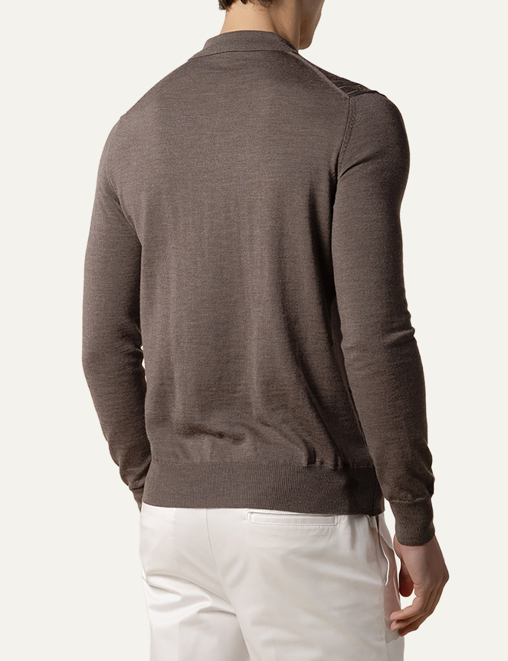 AURELIEN RIBBED ZIPPER POLO ASH GREY