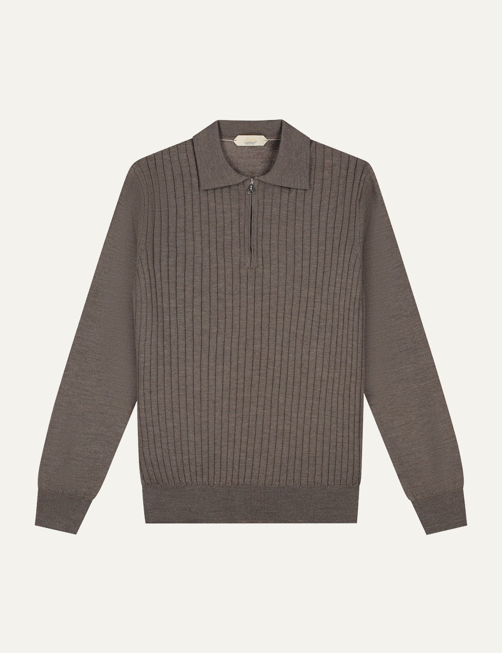 AURELIEN RIBBED ZIPPER POLO ASH GREY