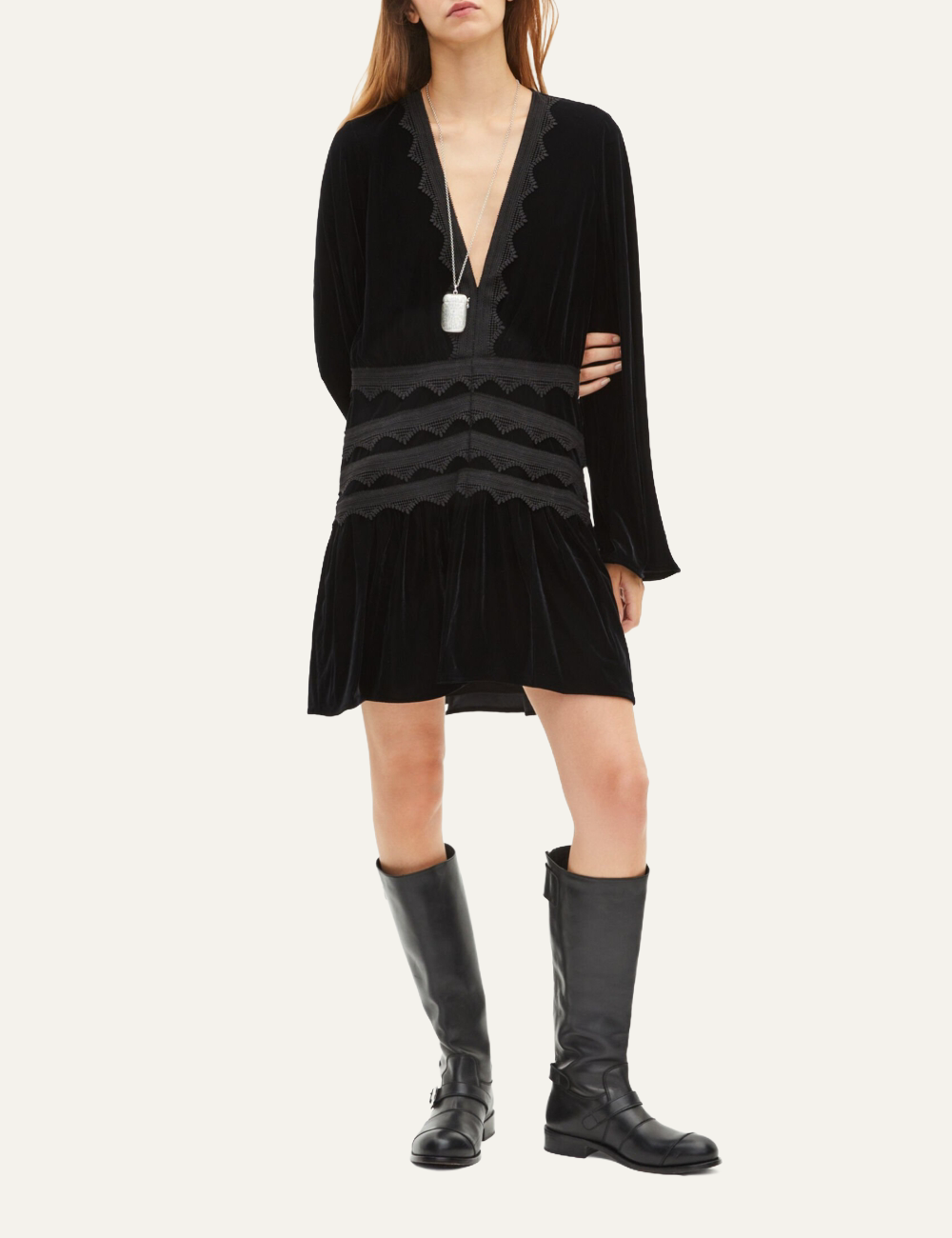 THE KOOPLES SHORT BLACK VELVET DRESS