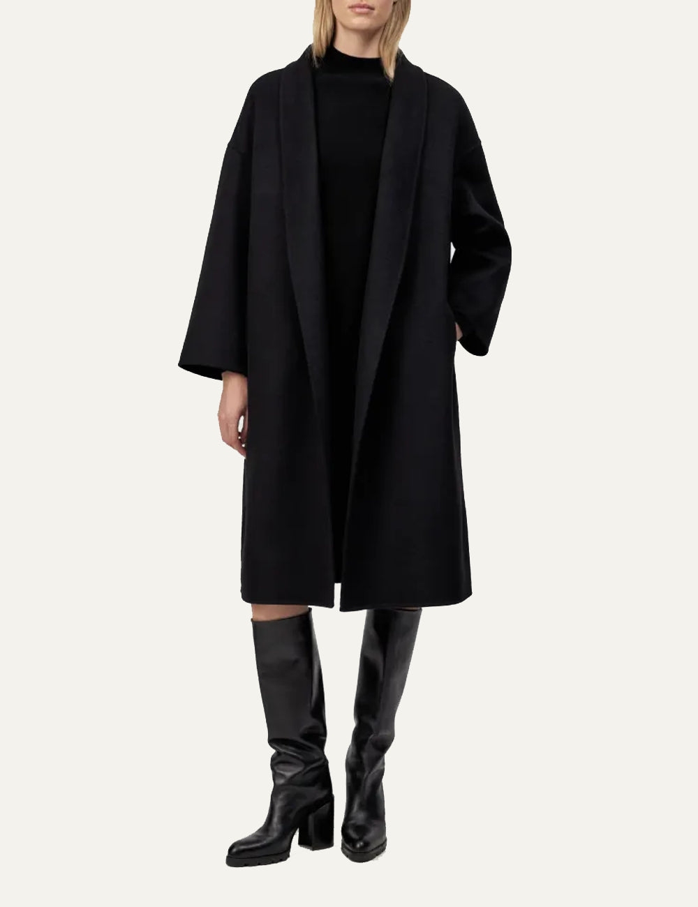 DRYKORN BAUPREY DOUBLE FACED WOOL COAT BLACK
