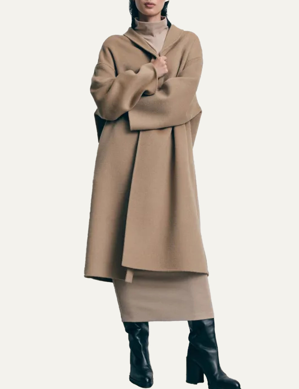DRYKORN BAUPREY DOUBLE FACED WOOL COAT BROWN