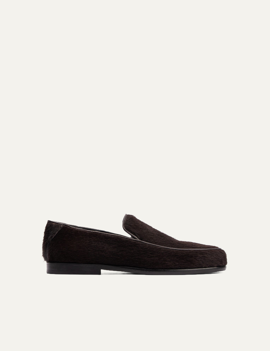 POEVE NIDA BROWN HAIRY LEATHER LOAFERS