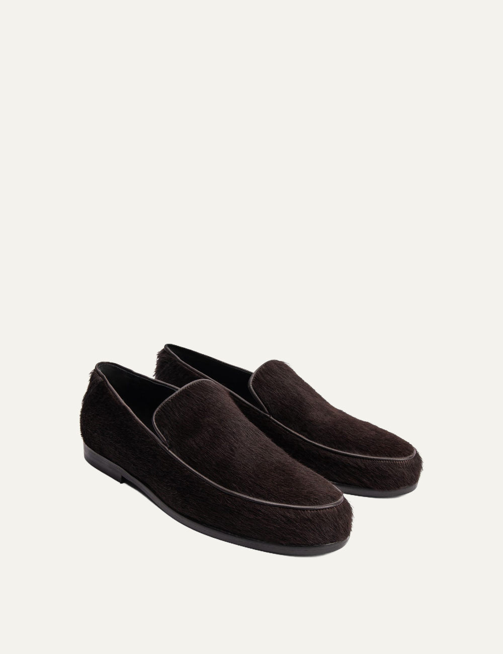 POEVE NIDA BROWN HAIRY LEATHER LOAFERS