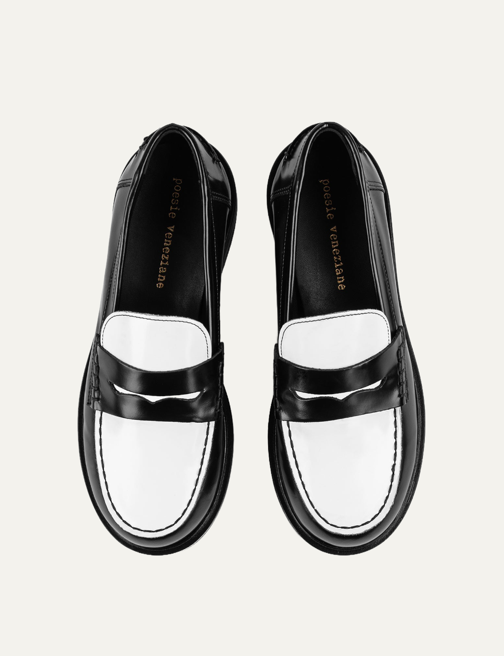 POEVE OLLIE BLACK AND WHITE LOAFERS