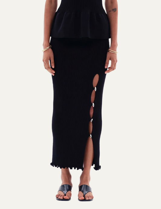 YUZEFI IRALYN IRALYN RIB SPLIT SKIRT - BLACK