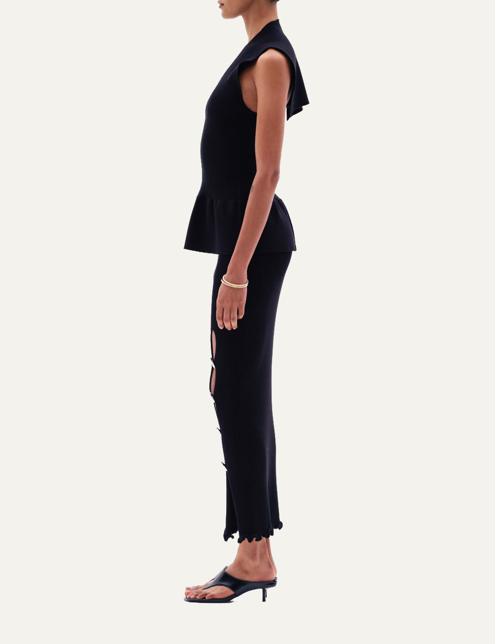 YUZEFI IRALYN IRALYN RIB SPLIT SKIRT - BLACK