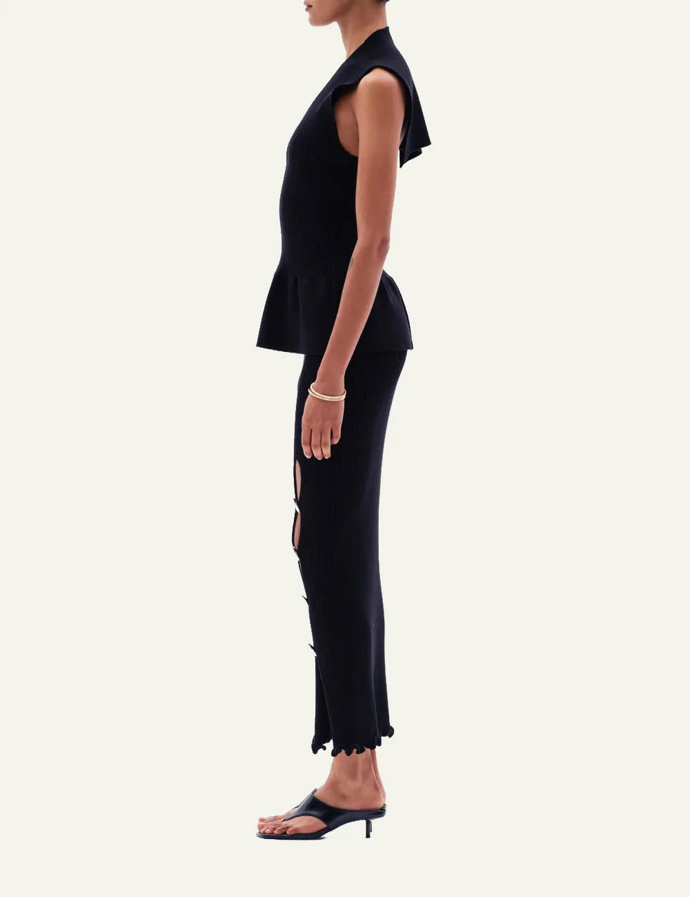 YUZEFI IRALYN IRALYN RIB SPLIT SKIRT - BLACK