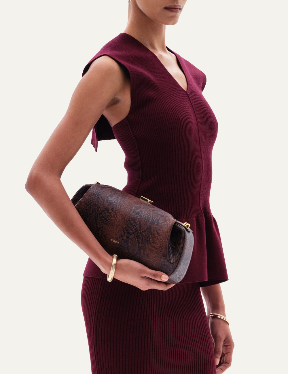 YUZEFI ORIN FLARED SLEEVELESS TOP - BORDO