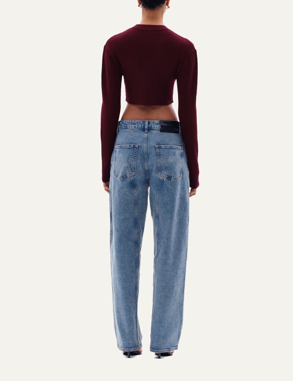 YUZEFI STELLAN RIB CROP CARDIGAN - BORDO