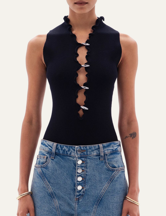 YUZEFI SHAI RIB BODYSUIT - BLACK