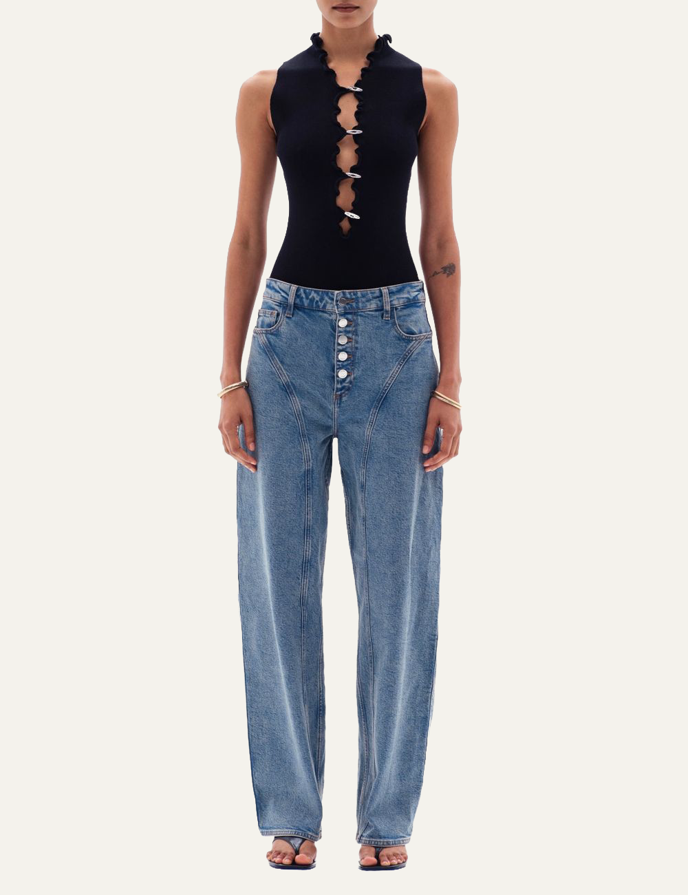 YUZEFI SHAI RIB BODYSUIT - BLACK